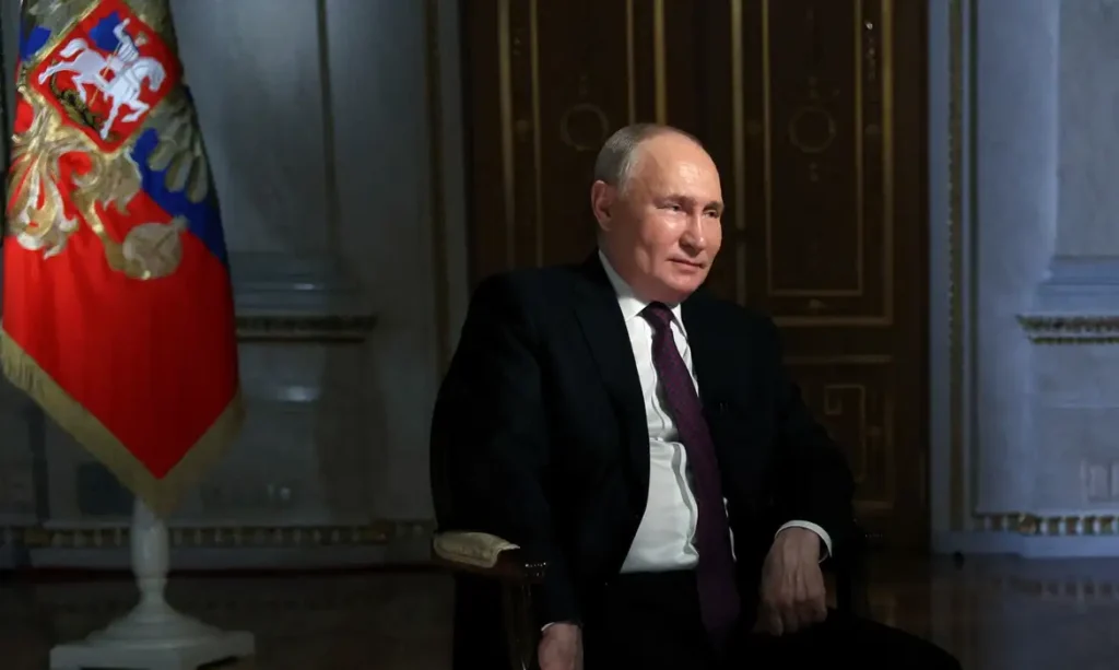 Suíça oferece imunidade a Putin para participar de conferência de paz 5 Putin concede entrevista em Moscou 12/3/2024 Sputnik/Gavriil Grigorov/Pool via REUTERS
